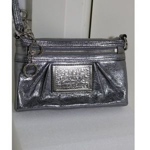 Vintage Y2K silver coach bag poppy collection